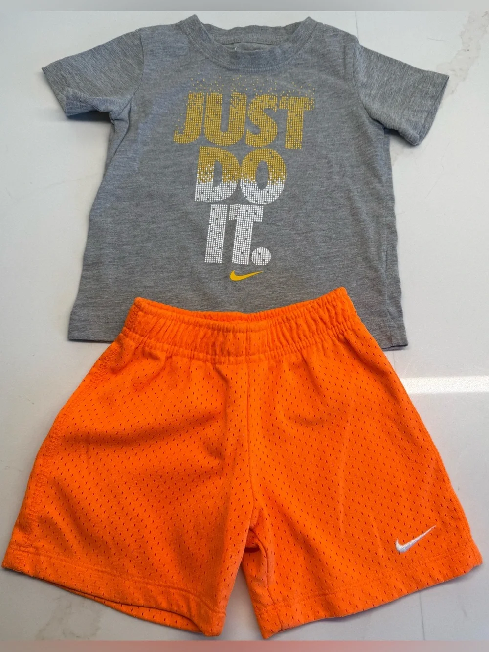 Nike Toddler Outfit Bundle Gray Just Do It Tee + 2 Athletic Shorts 18M/2T
